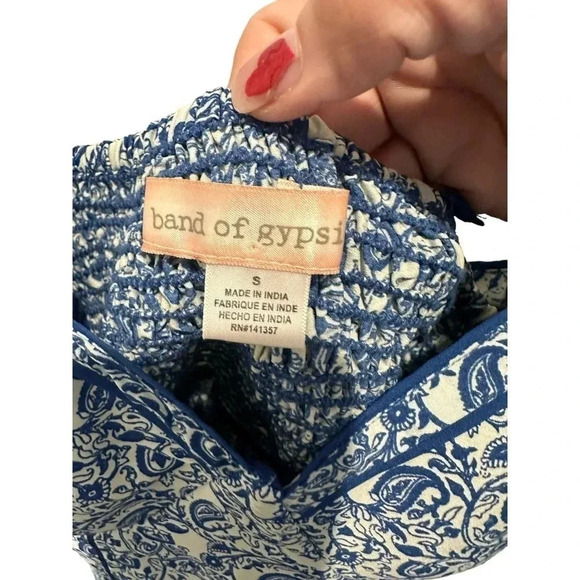 Band of Gypsies Women's Blue Floral Strapless Knee Length Dress Size Small - Picture 3 of 6